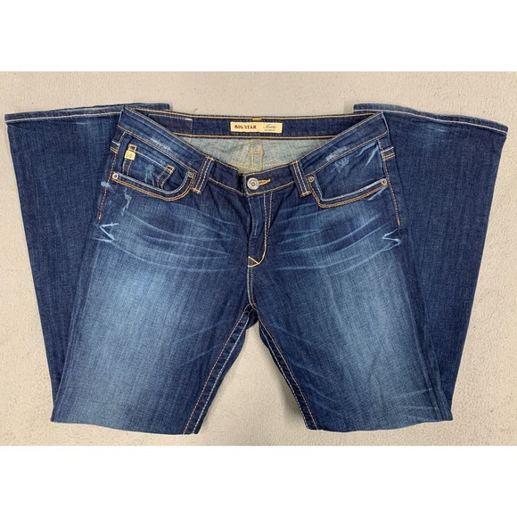 Big Star Maddie Jeans Women’s Size 31R Blue Bootcut Distressed Mid-Rise Stretch - Picture 1 of 15
